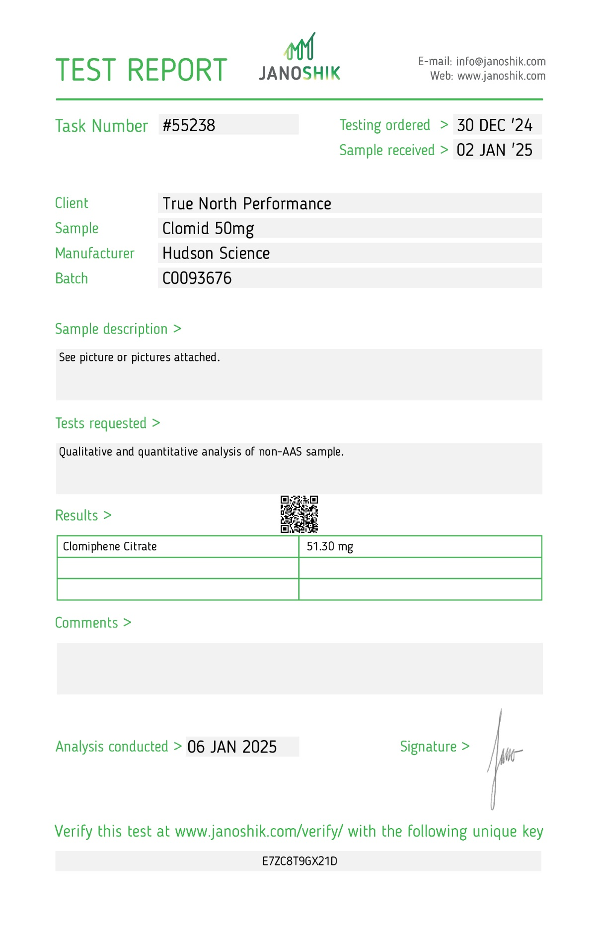 CLOMID 50 MG X 50 TABS – Hudson Science (Certificate of Analysis, Second Image ) - Image 2