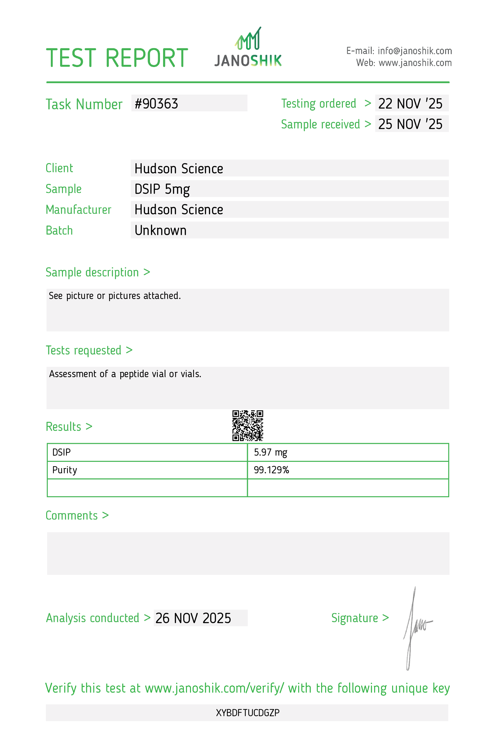 DSIP 5mg – Sleep Inducing Peptide ( Certificate of analysis, second image) - Image 2