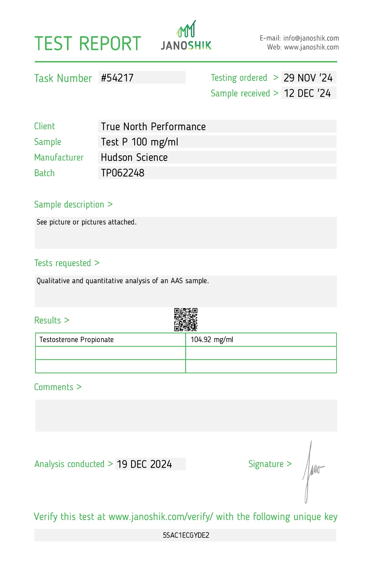 TESTOSTERONE PROPIONATE 100MG – Hudson Science (Certificate of Analysis, Second Image) - Image 2